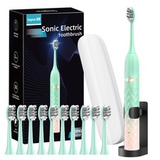 Electric Toothbrush Set, Equipped with 10 Brush Heads and Travel case, IPX8