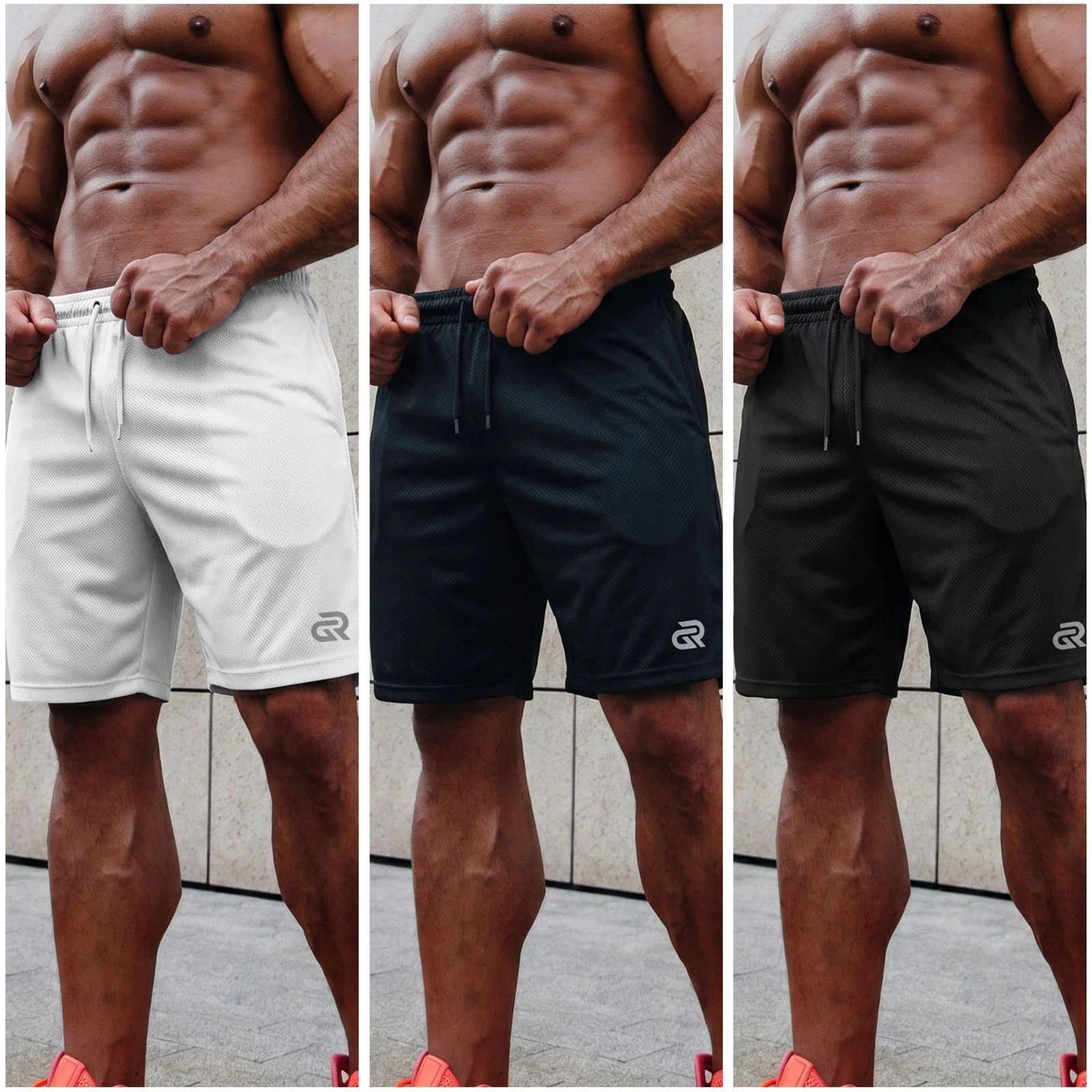 Mens Gym Running Shorts with Pocket Lightweight Breathable Quick dry UK Pack of3