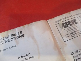 Popeye Nintendo NES Manual de instrucciones Folleto SOLO **MUY POBRE** Da&ntilde;ado