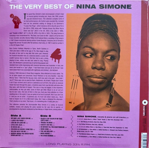 NINA SIMONE - The Very Best Of Nina Simone (Crystal Clear Vinyl)--Vinyl LP-Br... - Image 2 of 2