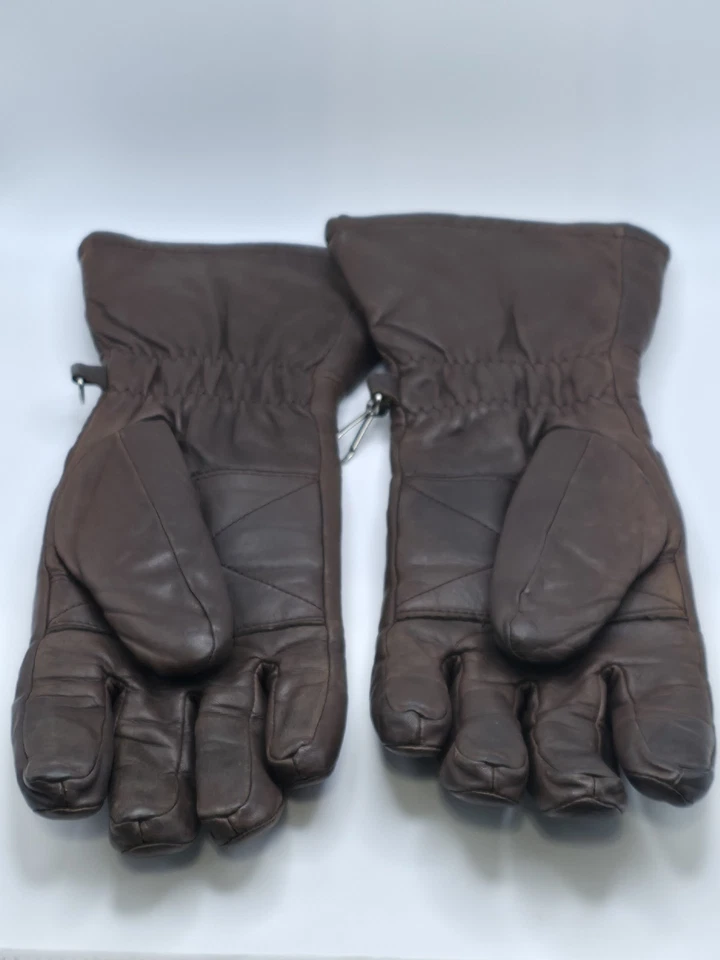 Guantes de motociclismo vintage Bates de cuero marrón aislados Foto 2 de 4