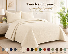 Luxury Bedspread Bedding Set 3 Piece Reversible Soft Quilted Coverlet Bed Throw