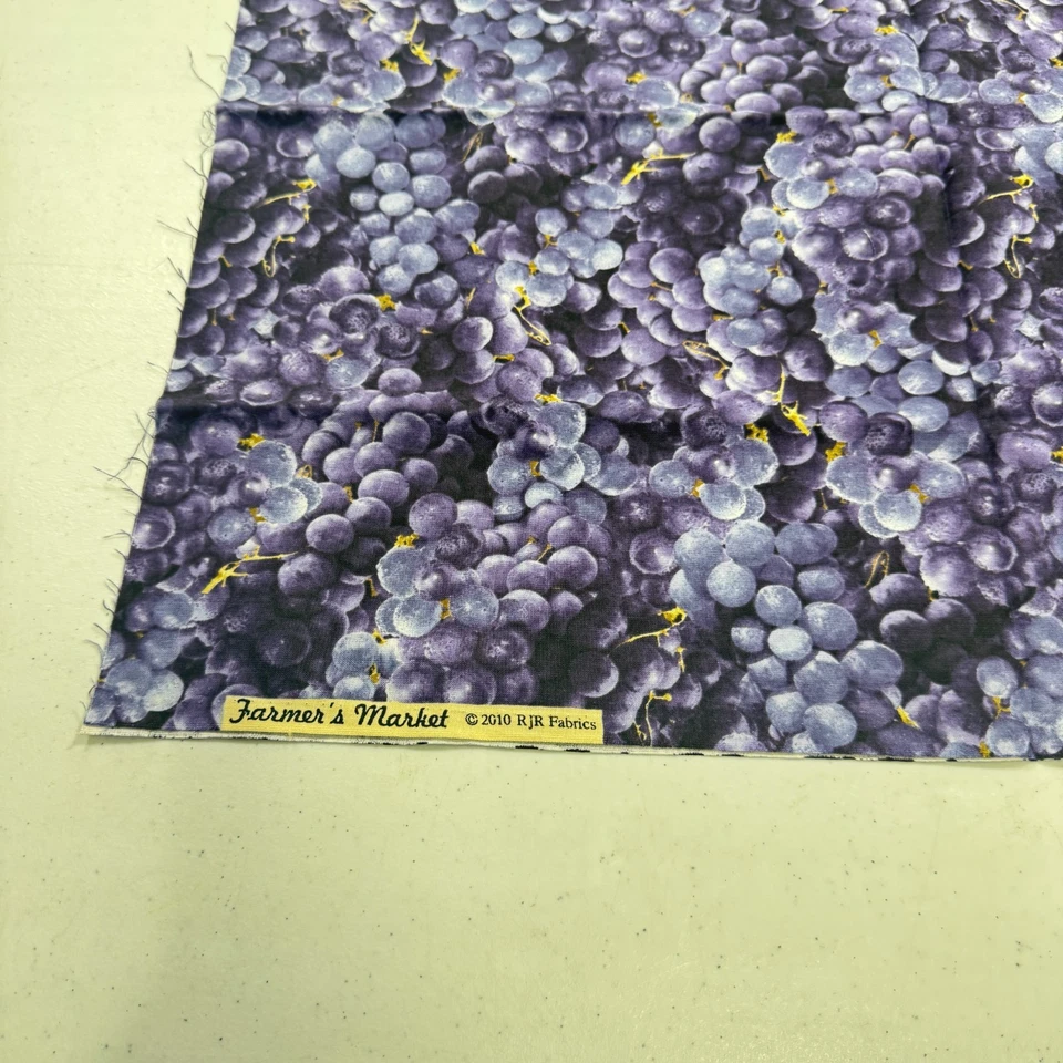 farmers market rjr fabrics quilting cotton purple grapes fruit 25x43 - Image 4 of 4
