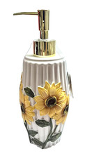 NEW YELLOW,GREEN,WHITE 3D SUNFLOWER FLOWER RESIN GOLD PUMP SOAP,LOTION DISPENSER