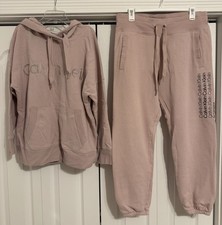 Calvin Klein Performance Women 2 piece Pullover Sweatshirt Hoodie/ Pants L Pink