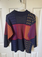 VTG Colter Bay Knit Sweater Womens Sz S Geometric Multicolor 80s 90s Retro