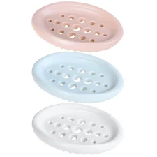 3 Pcs Soap Dish Silicone Soap Holder Bathroom Soap Tray Draining Hollow Out