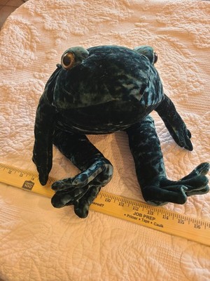 Commonwealth Crushed Velvet Plush Stuffed Animal Toy Green Frog Cute Soft 22''