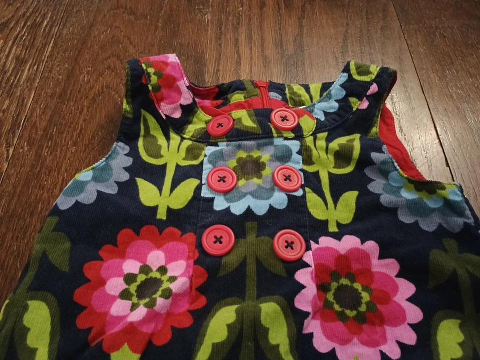 Vestido Jersey Mini Boden Floral Pana Azul Marino Verde Rosa 4-5Y Retro Años 60 Flor Foto 2 de 4