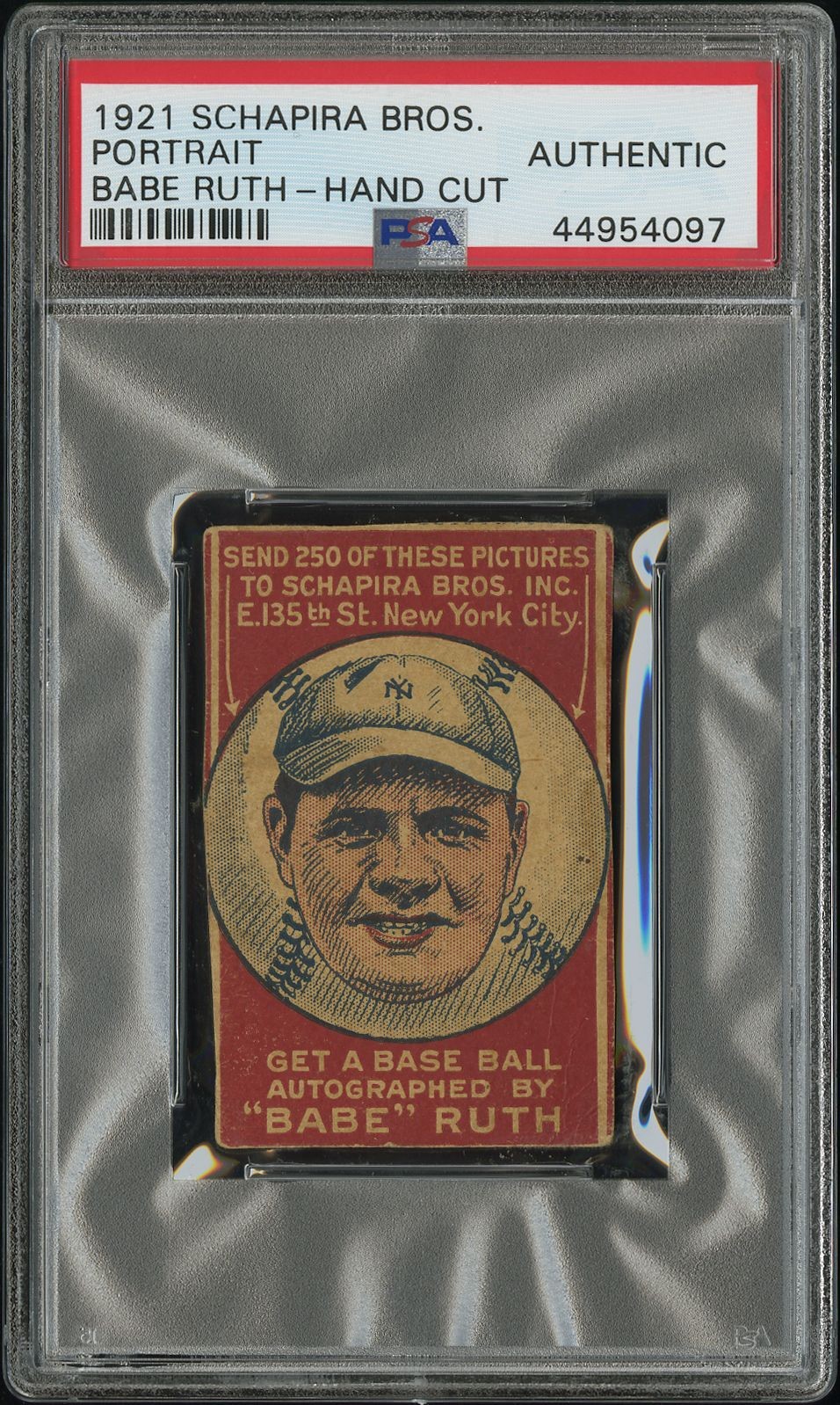 1921 Schapira Bros. Candy Babe Ruth Portrait With Arrows PSA Authentic 