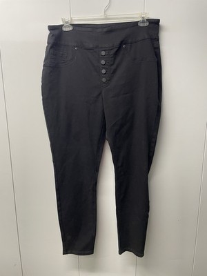 DG2 Diane Gilman Women s Size XLT Black High Rise Faux Fly Button Pants Stret