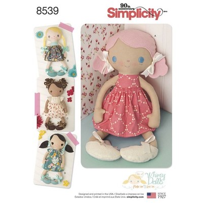 SIMPLICITY Sewing Pattern 8539 Girl's Toy Doll, Dress, Skirt, Shoes ...
