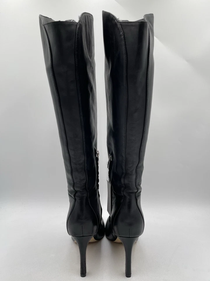 Botas hasta la rodilla Nine West para mujer SANCHA de cuero negro talla 9M pantorrilla ancha Foto 4 de 4