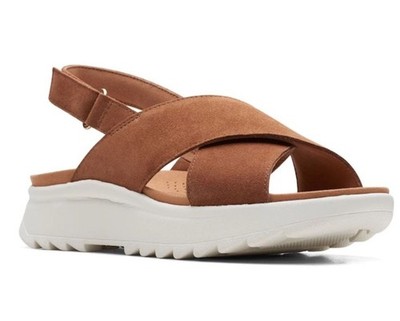 Clarks Dash Lite Wish Damen dunkelbraune Wildleder-Sandalen UK-Größe 4 D EUR 37.