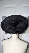 Merlin Black Wool Feather Mesh Fascinator Headpiece, Women's One Size Solid