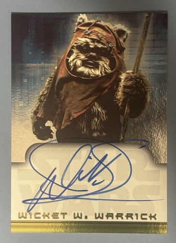 2001 Topps Star Wars Evolution Warwick Davis Auto as Wicket W. Warrick