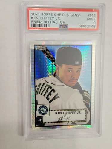 2021 Topps Chrome Plat Anniversary Prism Ken Griffey Jr. #493 Mariners  PSA 9
