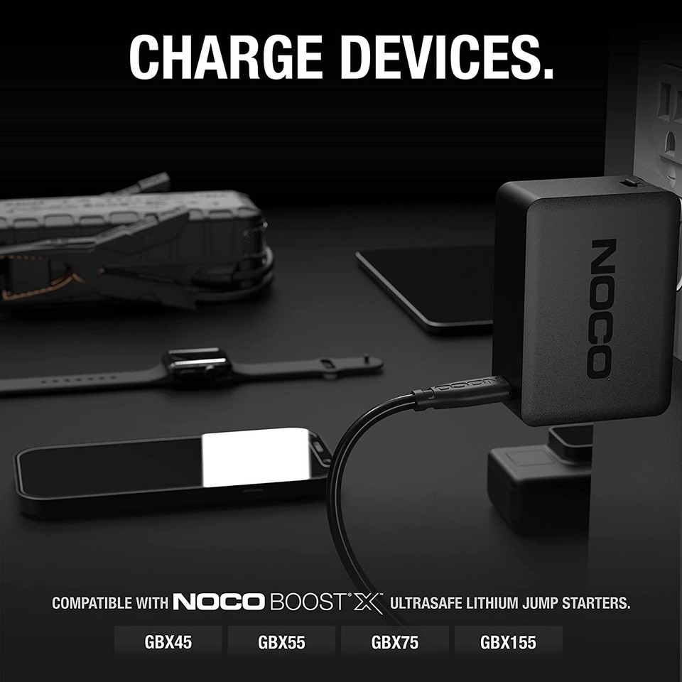 NOCO 65W USB-C Mains Fast Rapid Charger Power Adapter For Noco GBX Jump ...