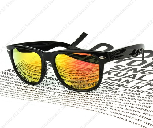 Occhiali da sole montatura quadrata grande lenti a specchio uomo donna UV400 - Foto 3 di 4