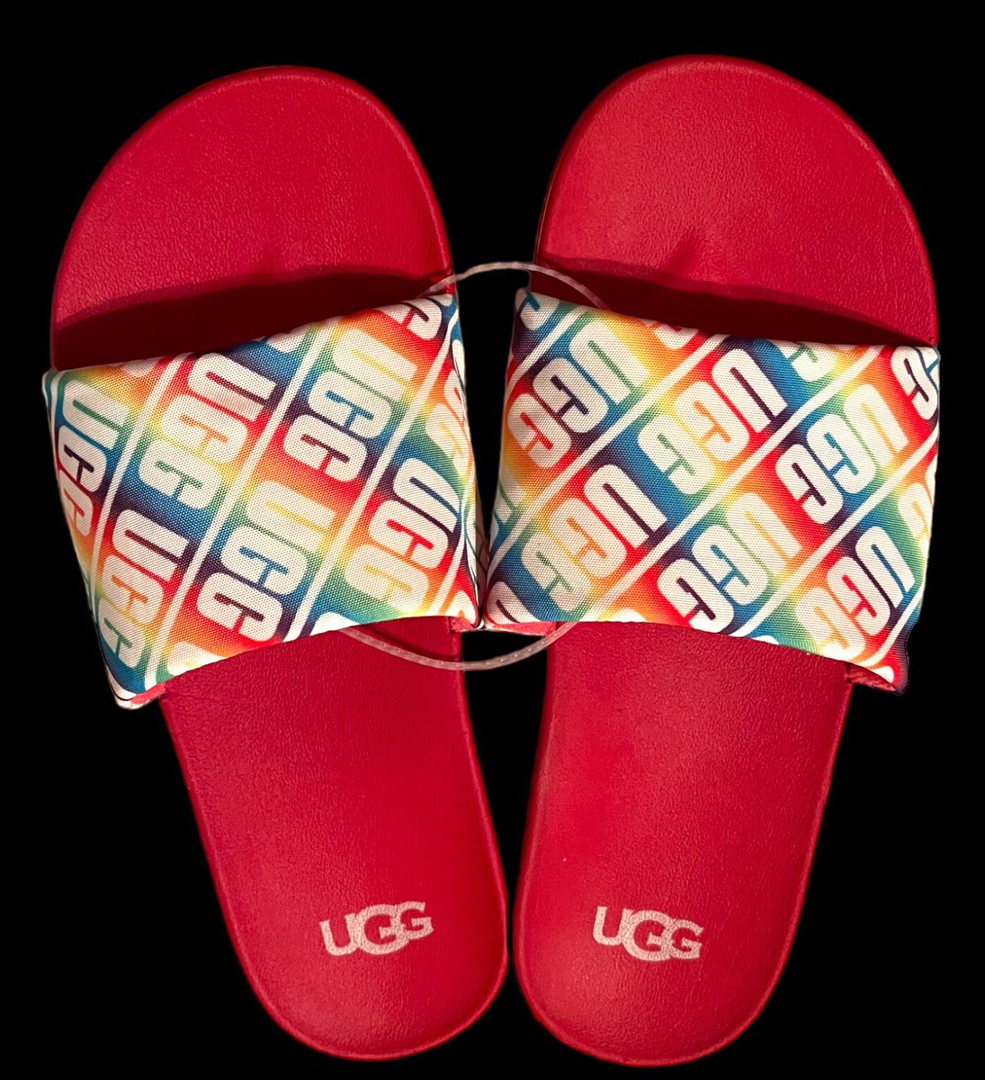 NEW~UGG Beach SZ: 2 Rainbow Slides Kids Youth Shoes Comfort