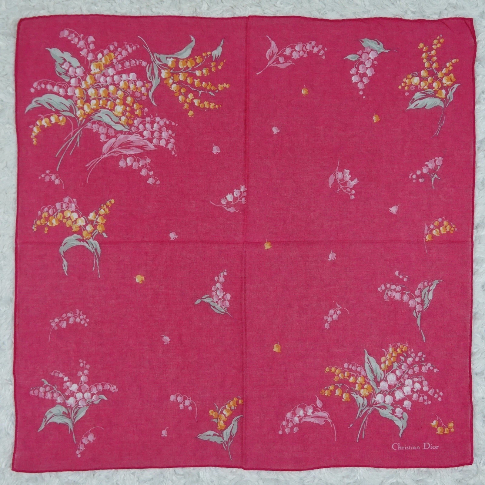 Foulards de poche carrés écharpe fleur rose K728 Christian Dior 17,5