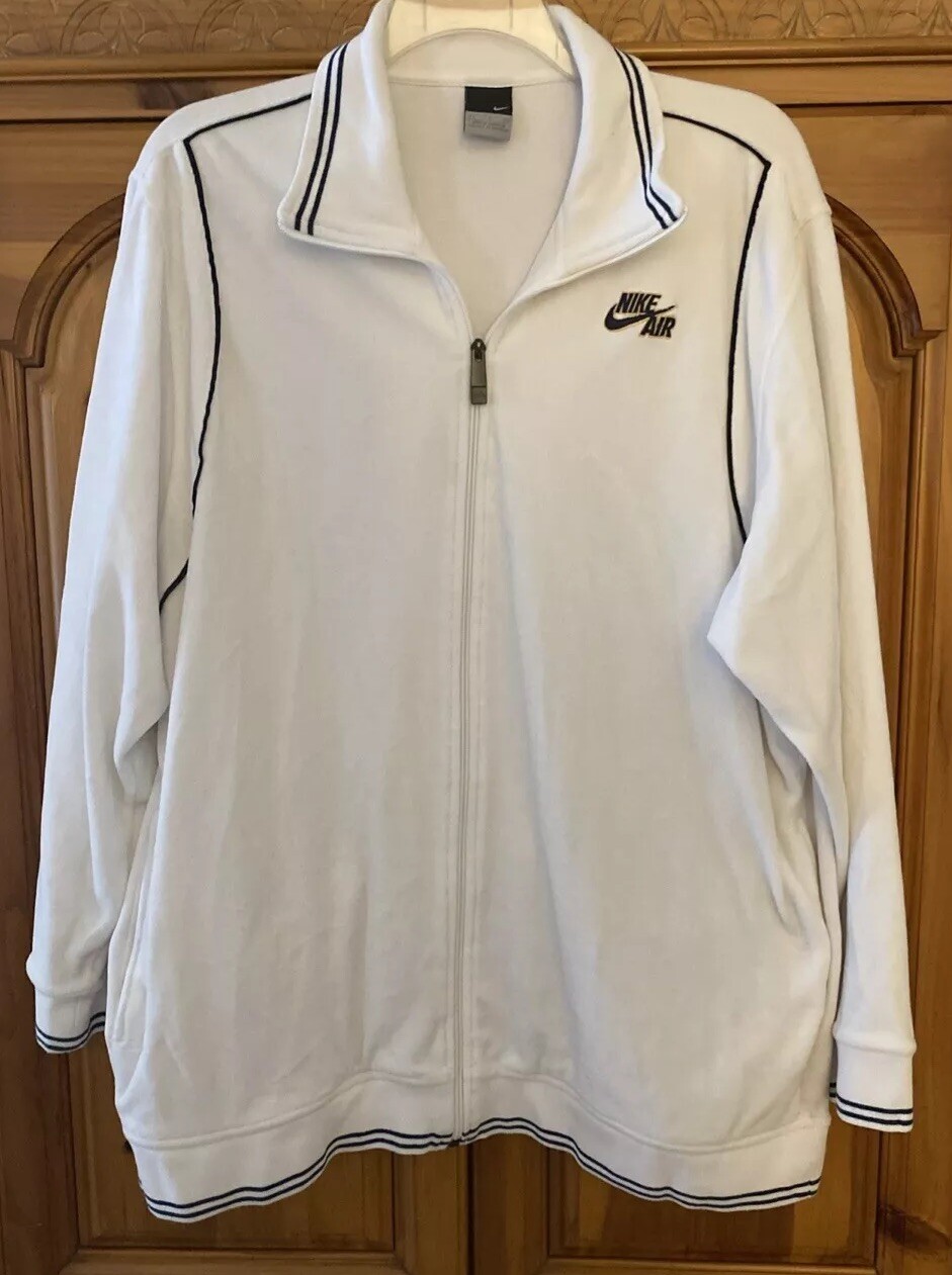 SACAI X NIKE Nike Air Jacket Uomo Grande Full Zip Pista Tutto Bianco Velluto Like Tessuto