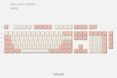 NEW DROP Two Tone Rose Keycap Base Kit Set 60 65% 75% TKL Skylight Pink Cream