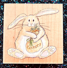 Vintage Rubber Stamp "Butterbean Loves Carrots " by Stamps Happen, Inc. 4 x 4"