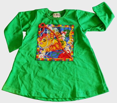 NWT Adorable Zoodles Green Sweatshirt Dress~Cat & Mice~Incredible Details  sz 3T | eBay