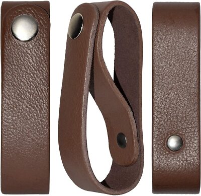 4-Piece Leather Whip Holster Set - Handmade Brown Belt Holder