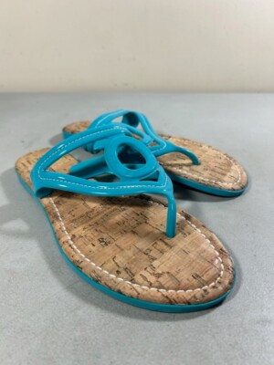 Bernardo women's turquoise cork insole thong sandals size
