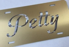 Engraved Custom GOLD Car Tag Diamond Etched Engraved Metal License Plate Gift
