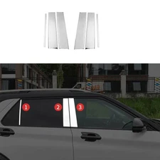 For Ford Explorer 2020-23 Chrome Titanium Window BC Pillar Post Trim Sticker 6P