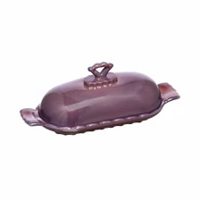 Stick Butter Dish Eggplant Purple Anna Collection by Mosser Glass USA