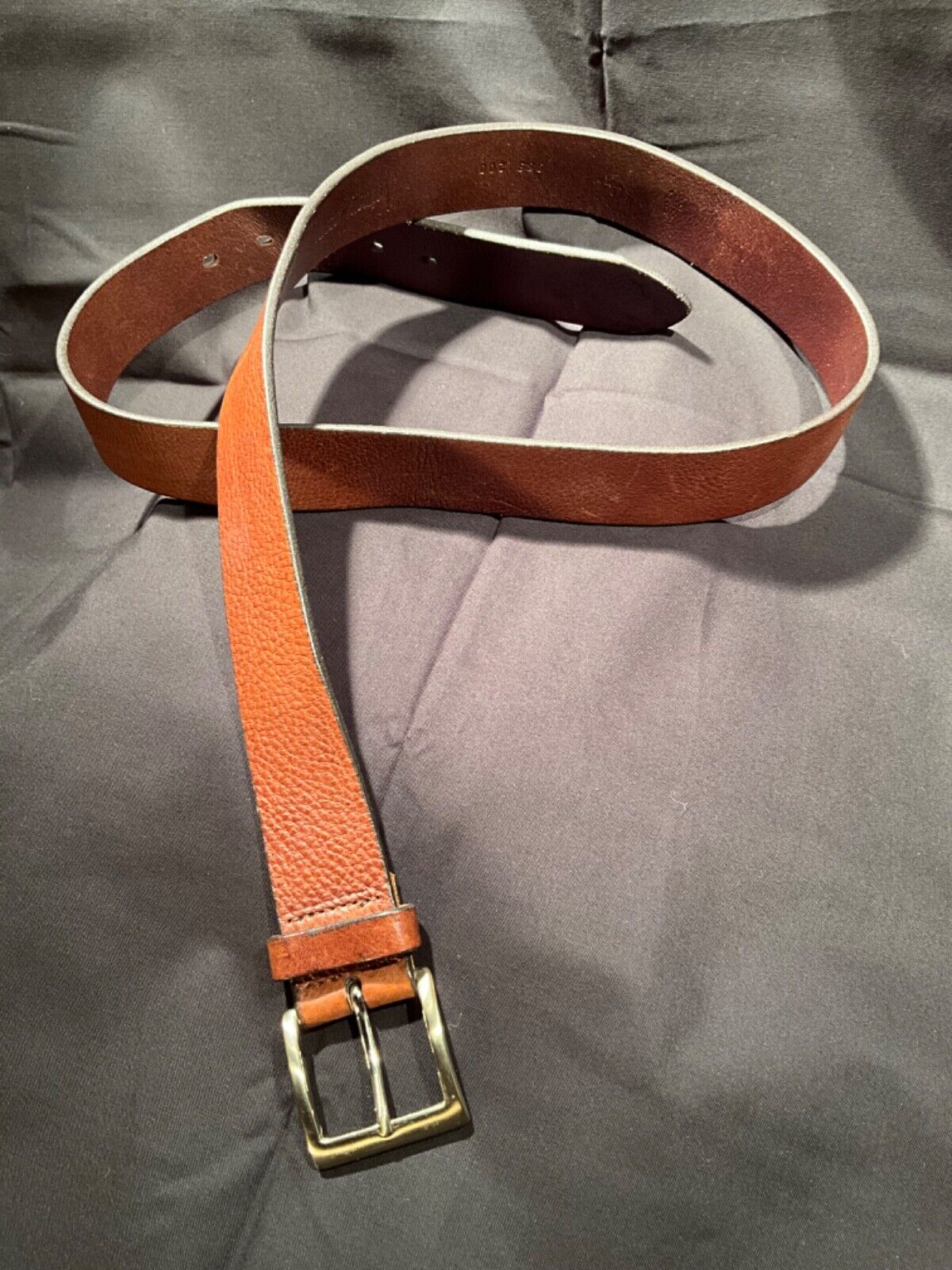 Vintage Neiman Marcus womans Tan Brown Textured Leather Belt 47" gold buckle