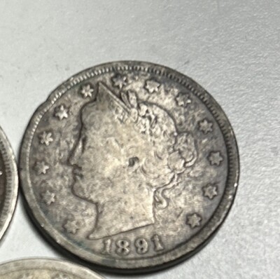 Old Duffy s scarce 1891 Liberty  V  nickel Avg Condition- Hard to find specialty