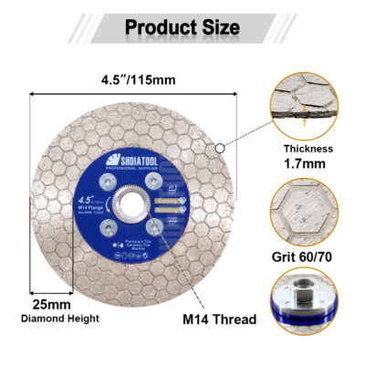 4.5/5'' Diamond Blade Cutting Grinding Wheel Ceramic Tile Artificial Stone M14