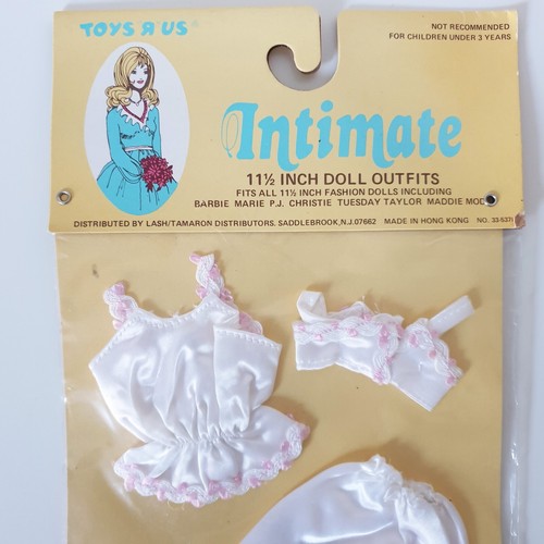 Vintage Barbie Christie Doll Lingerie White Pink Satin Nightwear Set Toys R Us - Picture 2 of 3