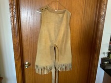 Vintage Fringed Suede Open side vest with fringed tie