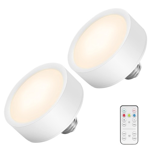 2 Pack Battery Operated Light Bulbs with Remote for Non-Hardwired Lamp E26/E27 - Picture 9 of 9