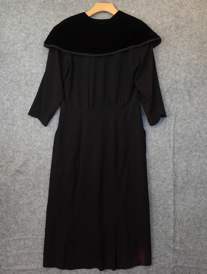 1950s Vintage Grace Da Pozzo Princess Coat Large Black Velvet Trim Cape Collar - Image 2 of 4