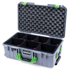 Silver and lime Green Pelican 1535 case with TrekPak dividers.
