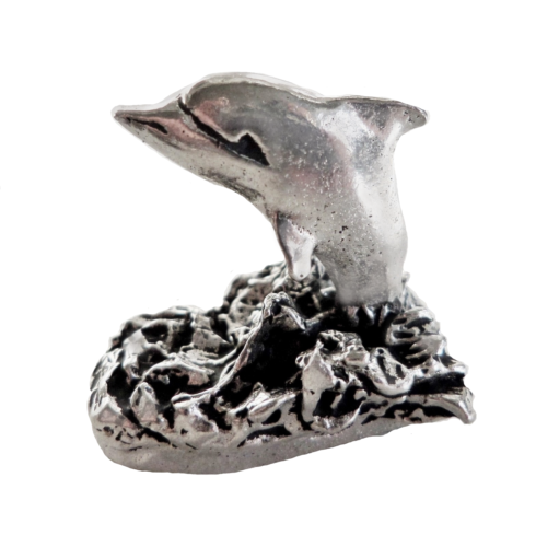 Dolphin Leaping Pewter Ornament - Hand Made in Cornwall - Foto 1 di 3