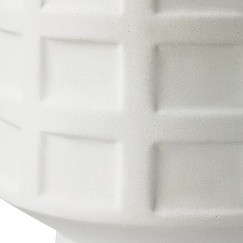 Contemporary Chalk White Ceramic Grid Pattern Table Lamp 28 in Embossed Squares - Picture 7 of 7