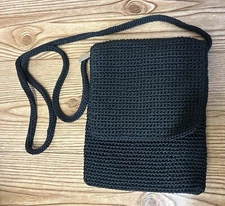 The Sak Y2K Black Crochet Medium Crossbody Bag Purse Women's