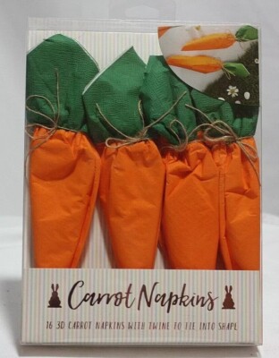 3D Carrot Paper Napkins - 16 Pack
