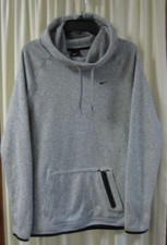 Nike Women  s Sportswear Funnel Neck Swoosh Fleece Hoodie Sz L Running Thumbholes