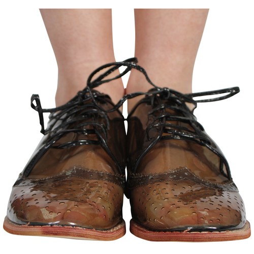 WOMENS SMART LOW HEEL FLAT LACE UP LADIES BROGUE LOAFER SHOES SIZE 3-8 - Picture 5 of 11