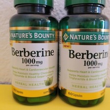 New 2-Pack Nature  s Bounty 1000 Mg Berberine 60 Capsules Exp : 05/2026 