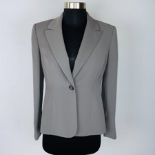 Kasper Blazer Jacket Womens Gray Casual Career Work Office Job Petite 2 2P